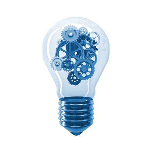 classic bulb and gear 3d image